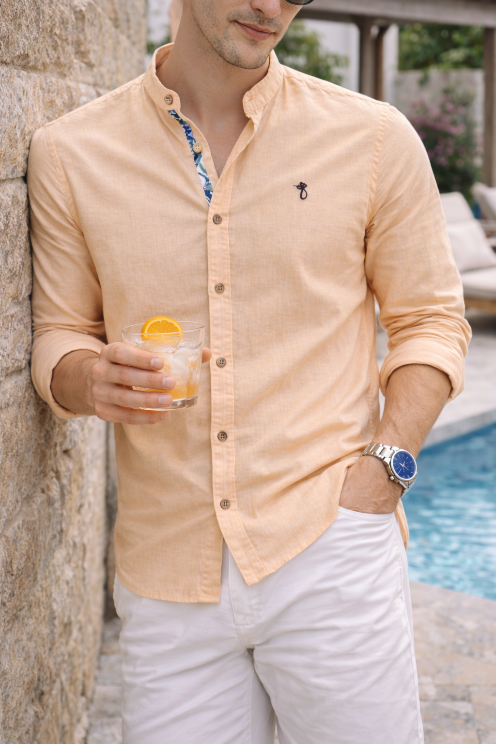Elliot | Men’s Cotton Mandarin Collar Slim Fit Shirt