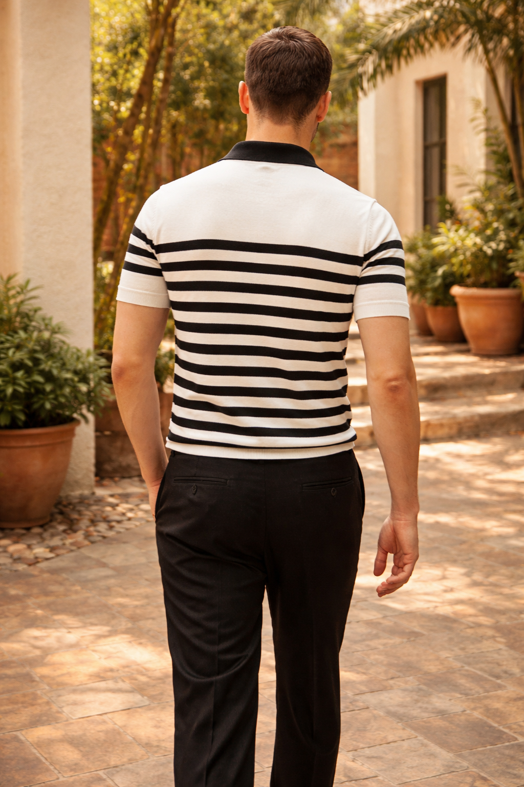 Kian | Men’s Striped Knit Polo Shirt Short Sleeve Relaxed Fit