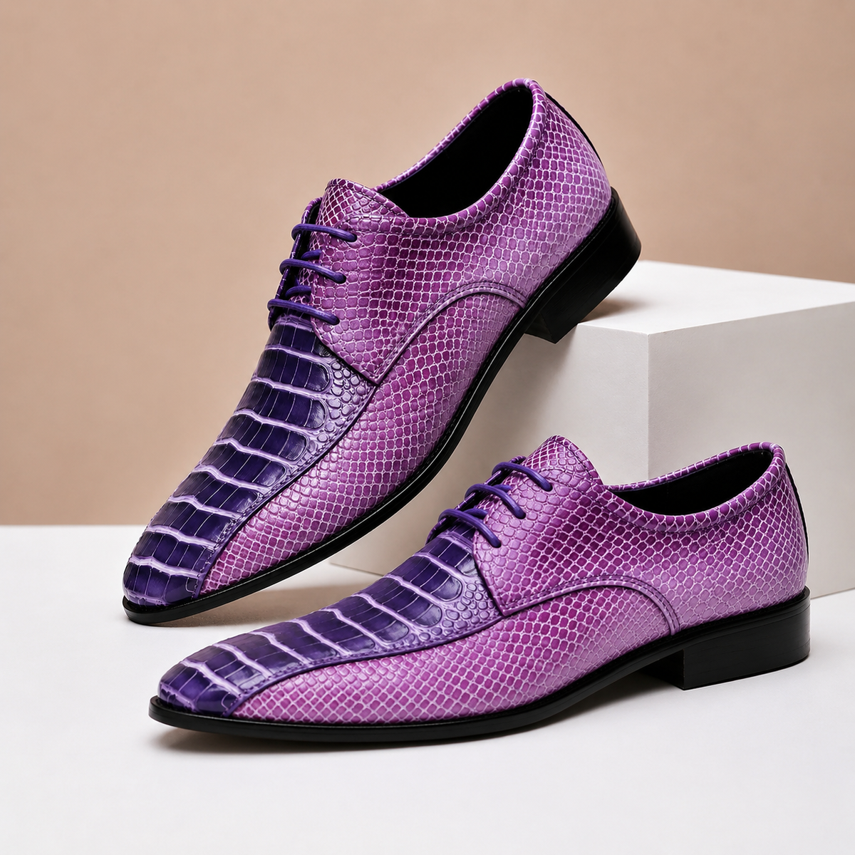 Rhys Croc-Effect Leather Shoes