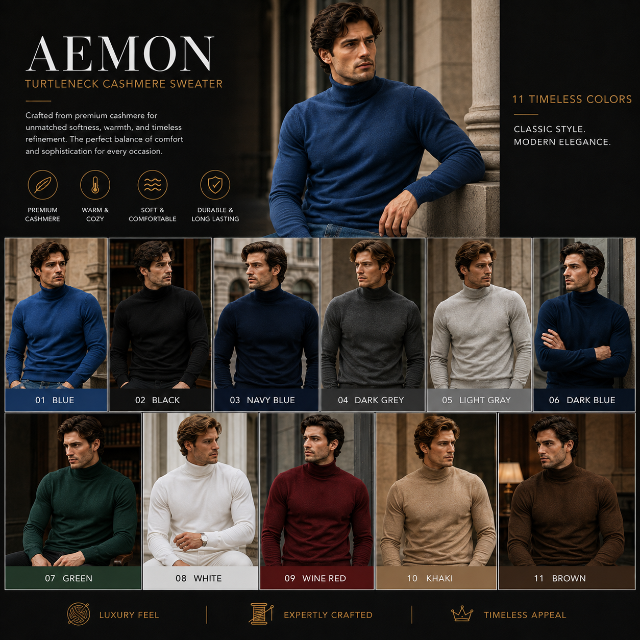 AEMON Turtleneck Cashmere Sweater