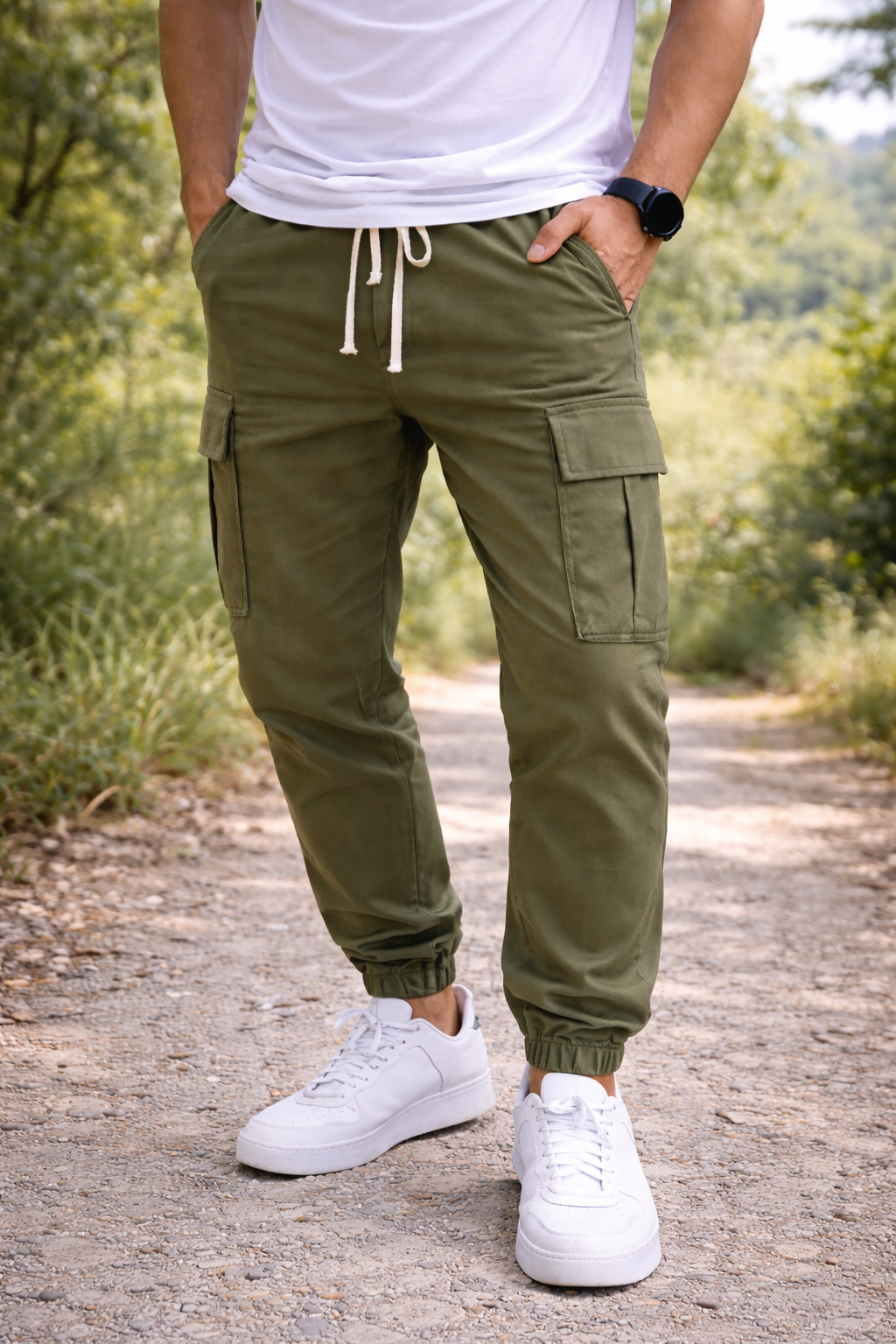Mason | Men’s Cargo Jogger Trousers with Drawstring Waist