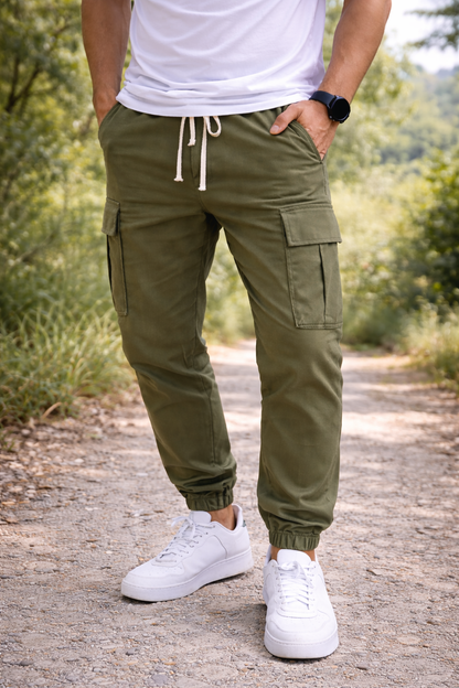 Mason | Men’s Cargo Jogger Trousers with Drawstring Waist