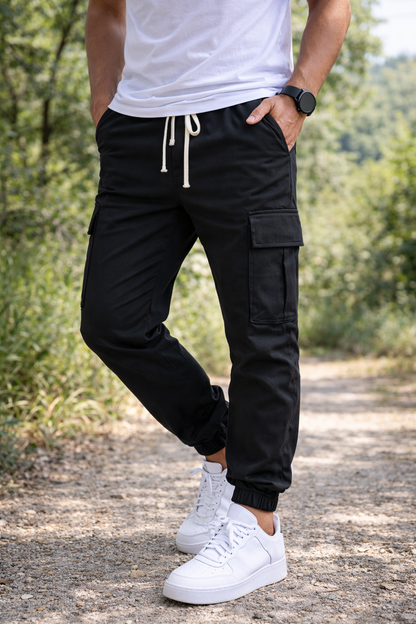 Mason | Men’s Cargo Jogger Trousers with Drawstring Waist