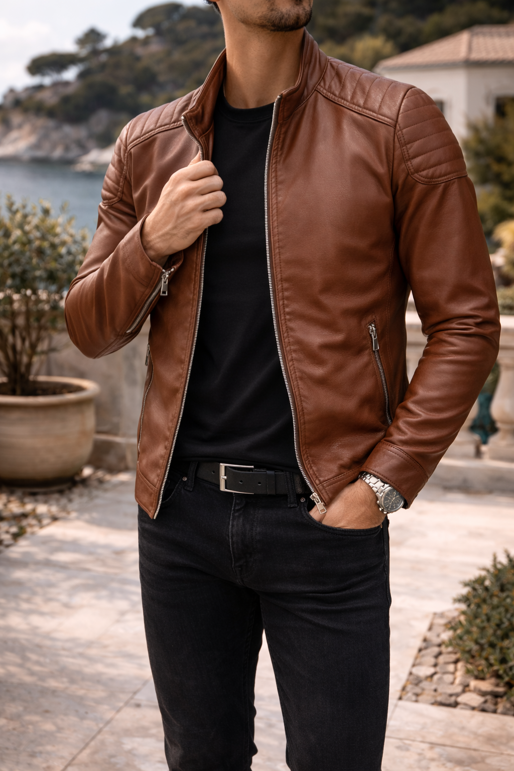 Harrison | Men’s Zip Up Leather Jacket