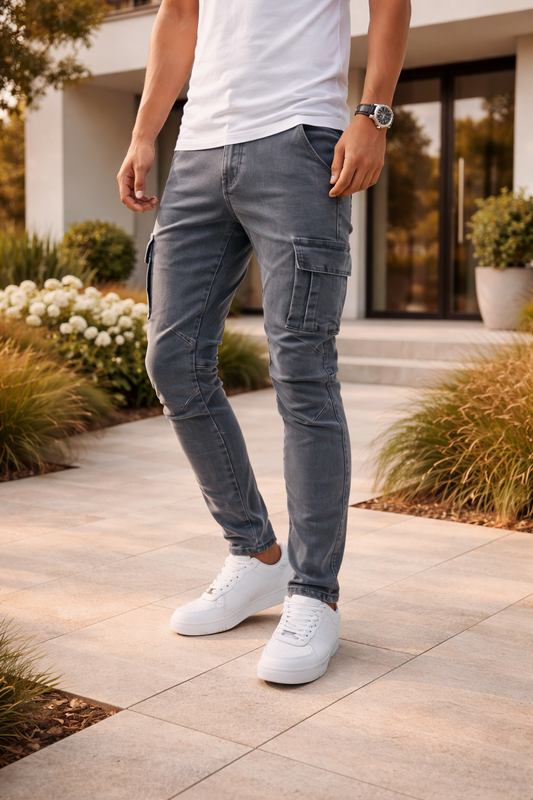 Charlie | Slim Fit Cargo Jeans with Utility Pocket Detail