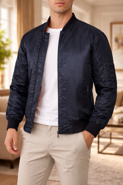 Colin | Men’s Bomber Jacket Zip Front Quilted Lining Casual Outerwear