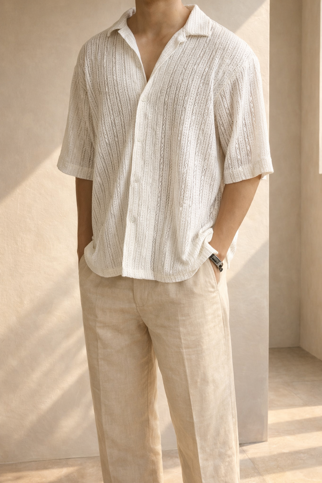 Maurice | Men’s Short Sleeve Textured Shirt Button Front Casual Fit