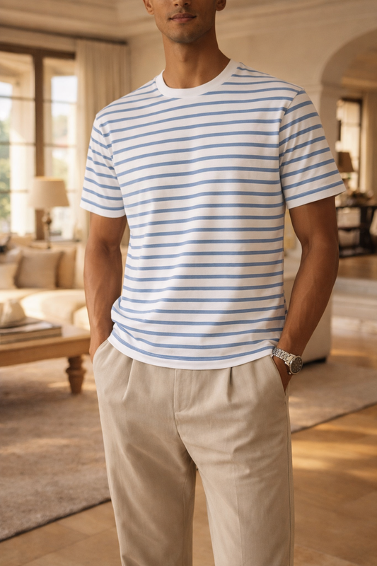 Matt | Men’s Striped Short Sleeve T Shirt Crew Neck Casual Fit