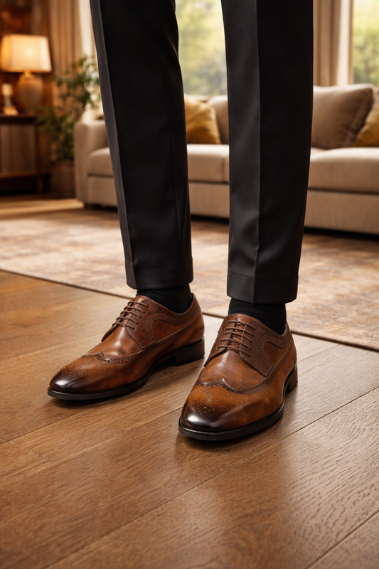 Kenneth | Men’s Leather Brogue Oxford Dress Shoes with Lace-Up Closure