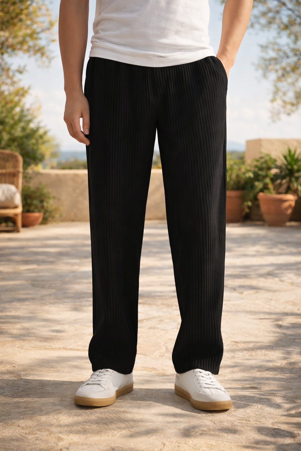 Arlo | Men’s Pleated Tapered Trousers Elastic Waist Lightweight