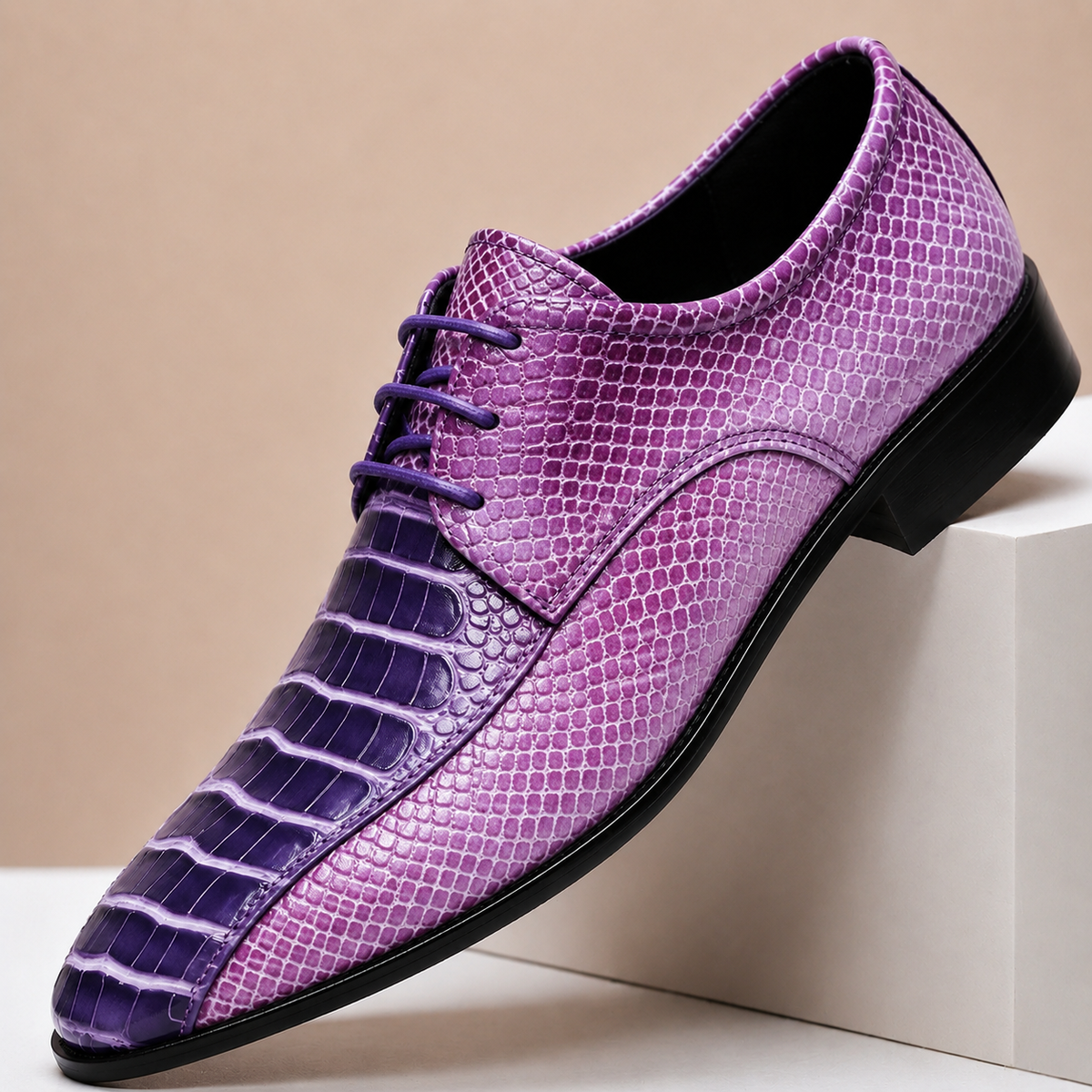 Rhys Croc-Effect Leather Shoes
