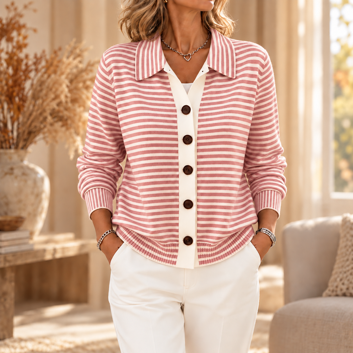 Clapham Striped Collar Cardigan