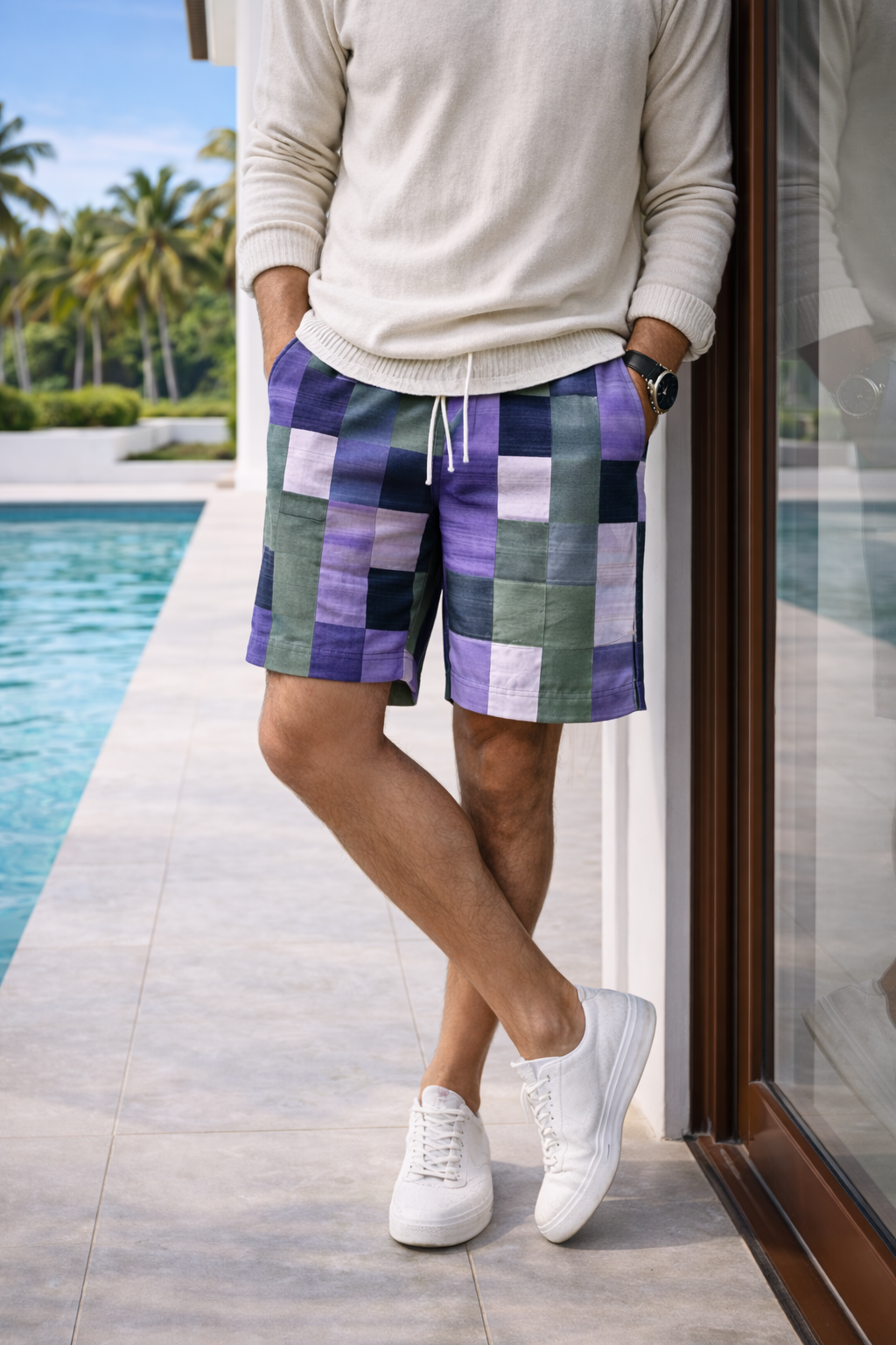 Jack | Men’s Patchwork Print Drawstring Beach Shorts