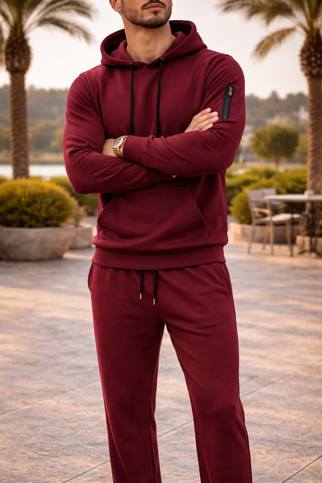 Elio | Hooded Knit Two Piece Set with Sweatshirt and Jogger Trousers