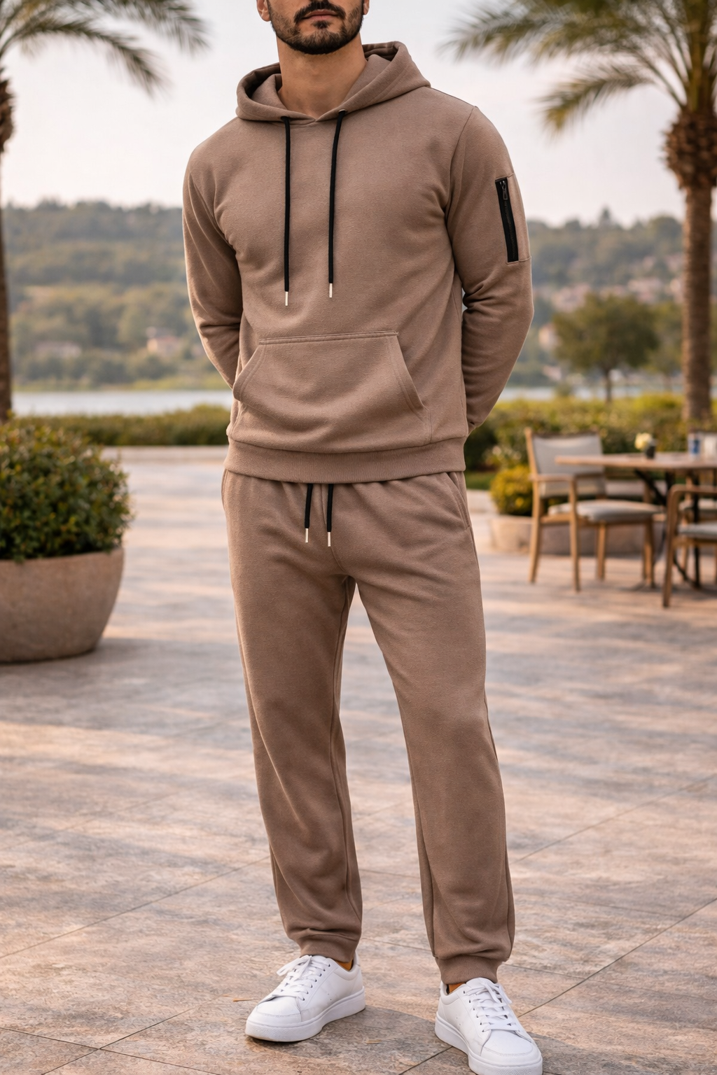 Elio | Hooded Knit Two Piece Set with Sweatshirt and Jogger Trousers