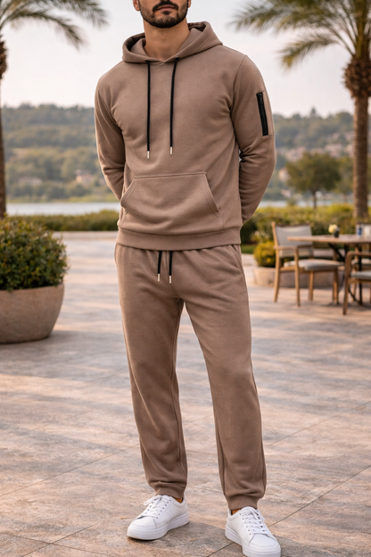 Elio | Hooded Knit Two Piece Set with Sweatshirt and Jogger Trousers