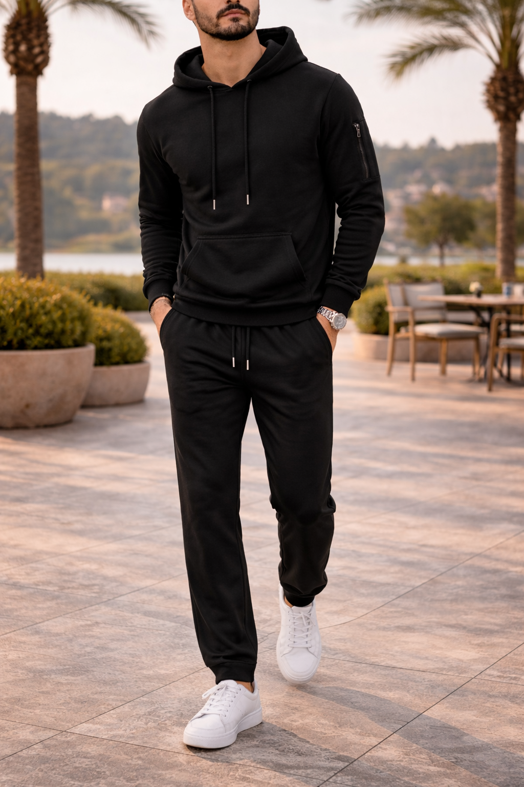 Elio | Hooded Knit Two Piece Set with Sweatshirt and Jogger Trousers