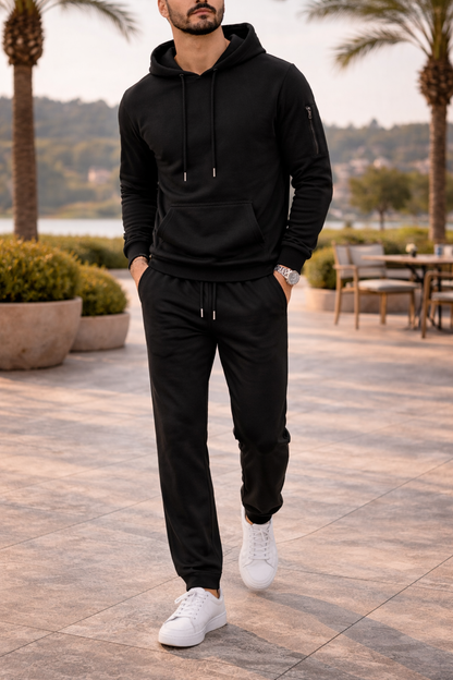 Elio | Hooded Knit Two Piece Set with Sweatshirt and Jogger Trousers