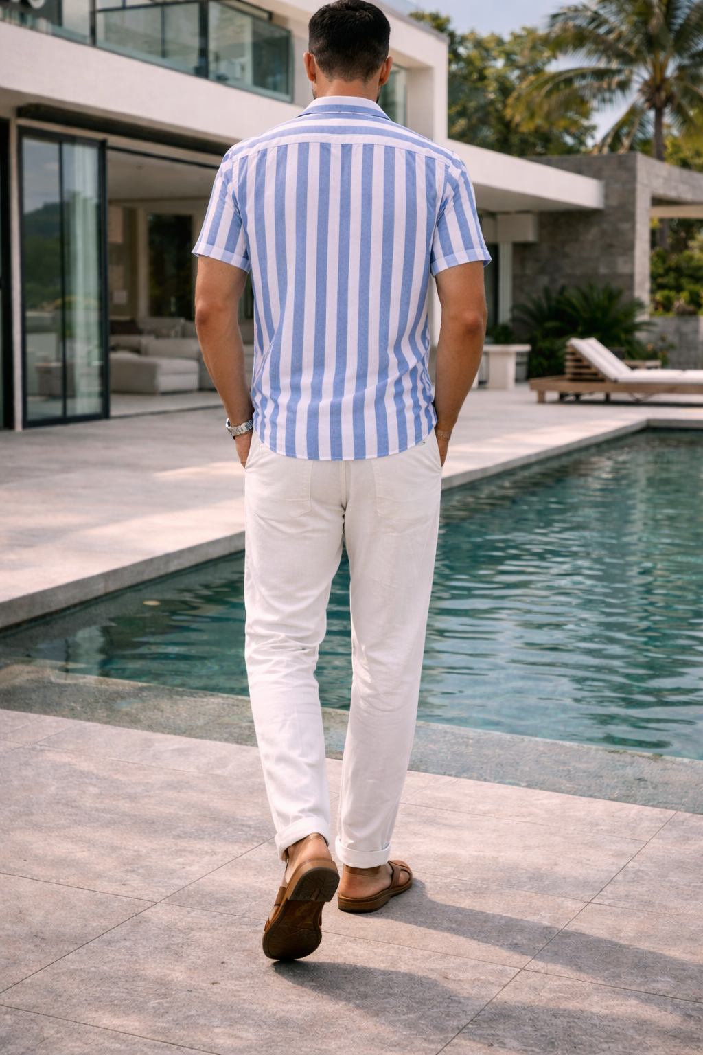 Kenneth | Linen Two Piece Set with Short Sleeve Shirt and Straight Leg Trousers