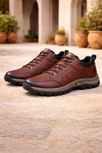 Fabian | Orthopedic Leather Lace Up Sneakers with Cushioned Sole and Grip Outsole