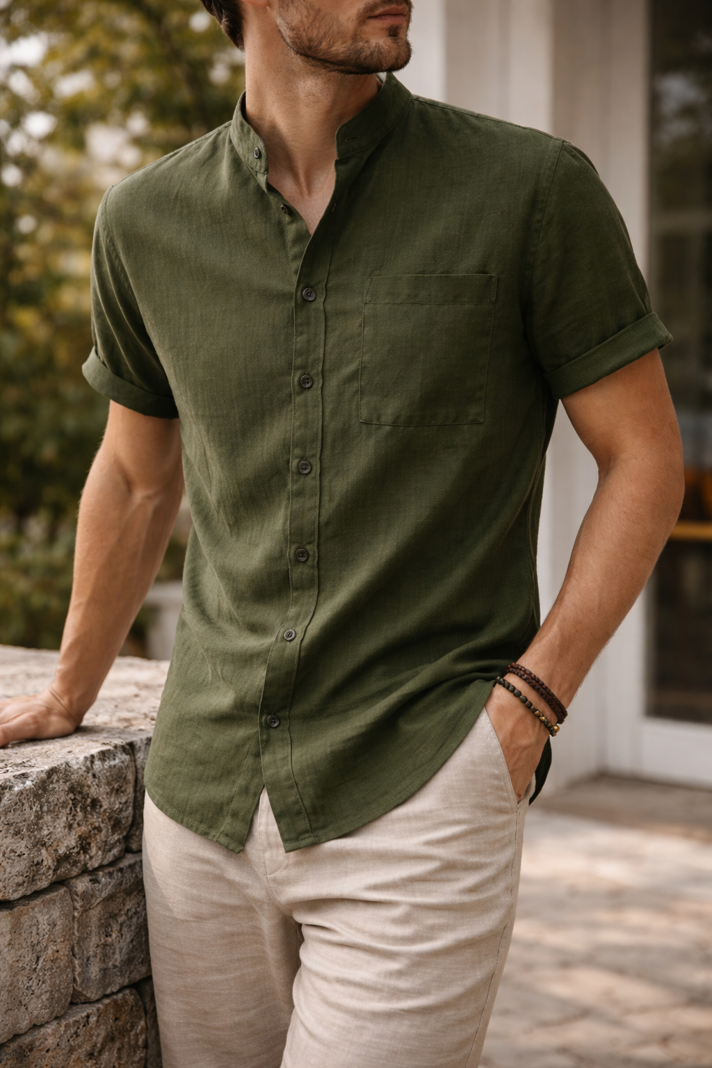 James | Men’s Short Sleeve Button Down Summer Shirt