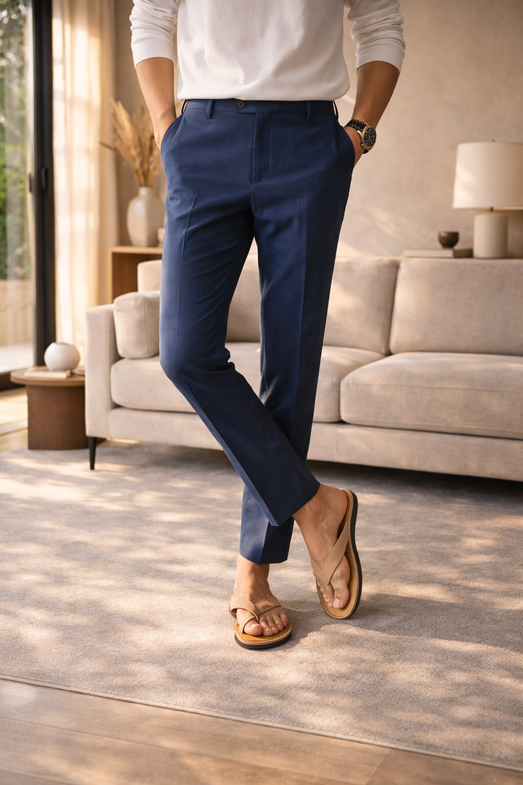 Joshua | Men’s Linen Blend Tailored Trousers with Straight Leg