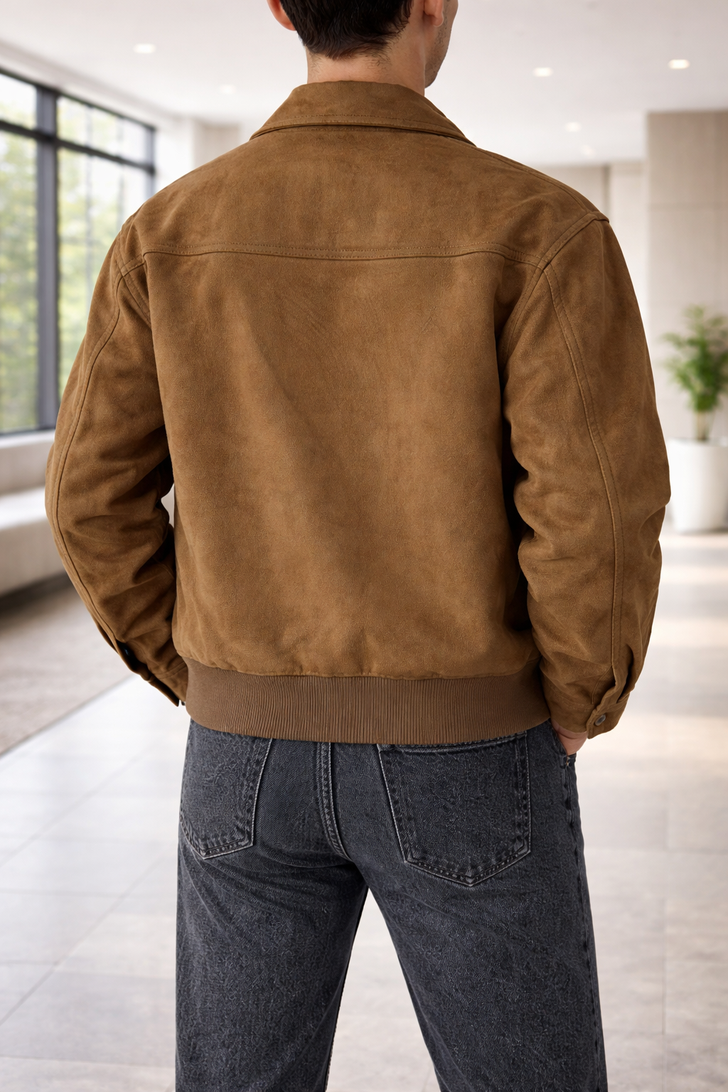 Rowan | Men’s Suede Leather Zip Jacket with Collar