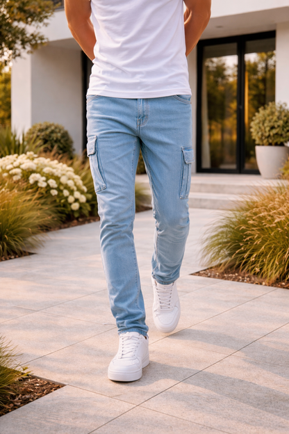 Charlie | Slim Fit Cargo Jeans with Utility Pocket Detail