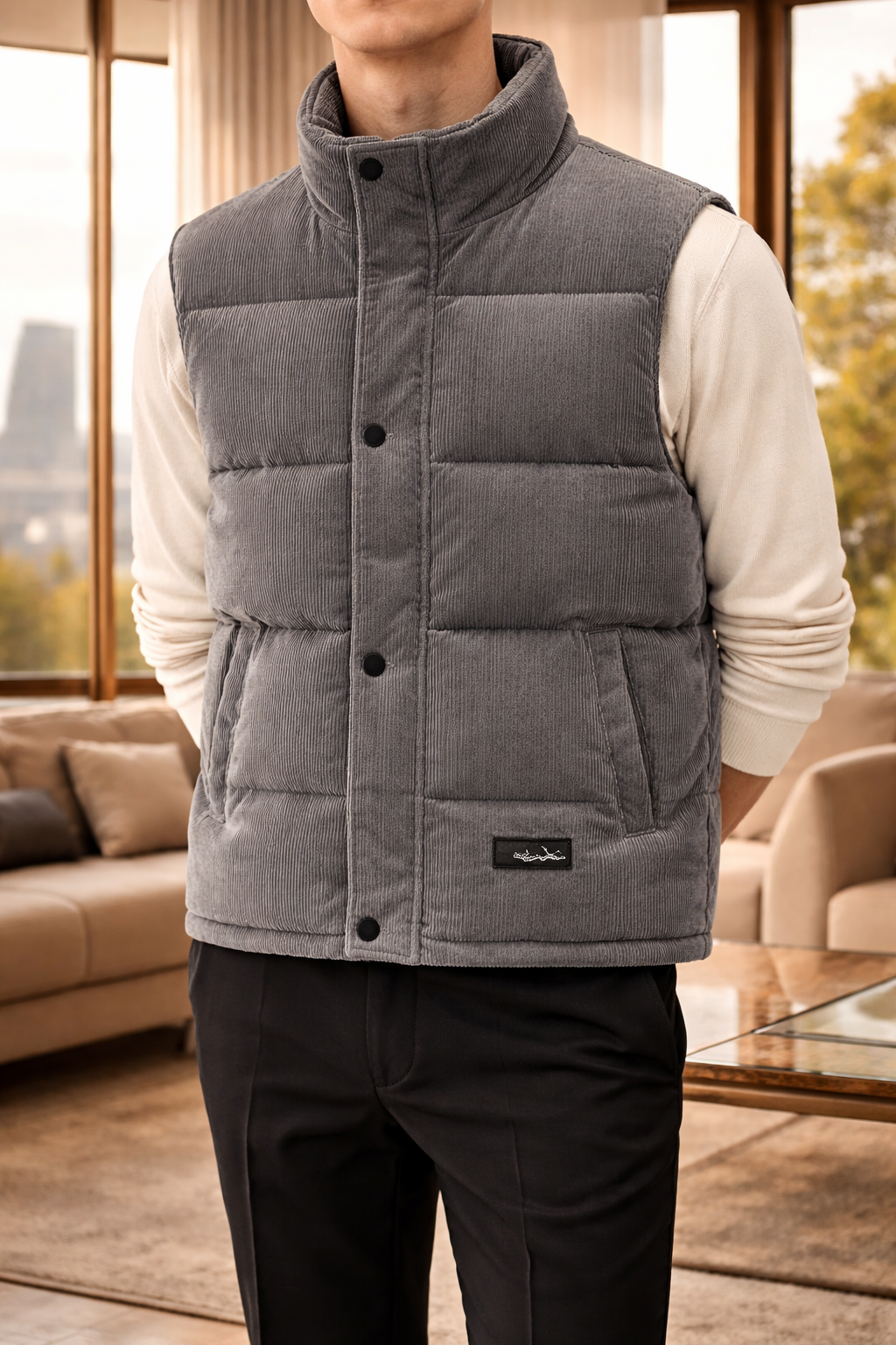 Reggie | Men’s Quilted Puffer Bodywarmer Stand Collar Sleeveless Jacket