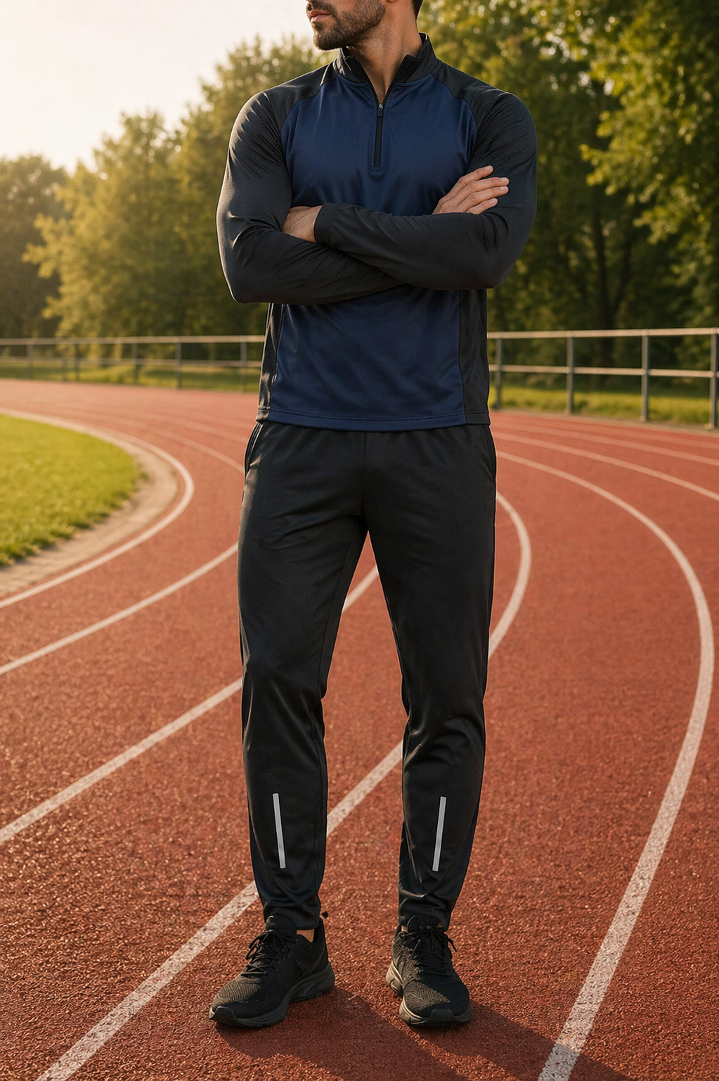 Roman | Men’s 2 Piece Half Zip Performance Sports Top and Training Jogger Set