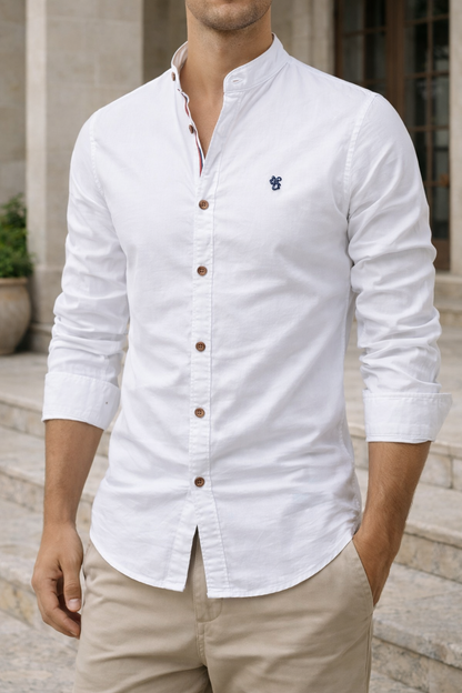 Elliot | Men’s Cotton Mandarin Collar Slim Fit Shirt
