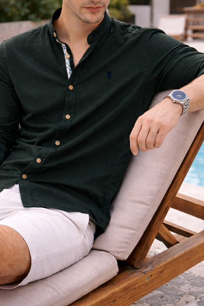 Elliot | Men’s Cotton Mandarin Collar Slim Fit Shirt
