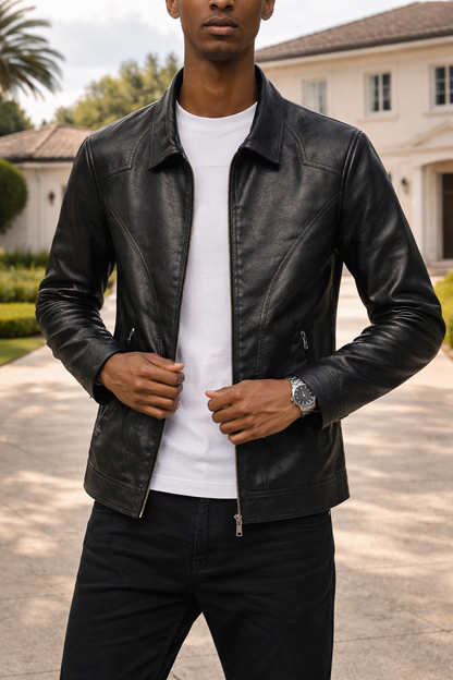 Alistair | Men’s Leather Zip Jacket Classic Collar Casual Outerwear