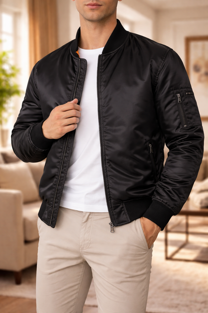 Colin | Men’s Bomber Jacket Zip Front Quilted Lining Casual Outerwear