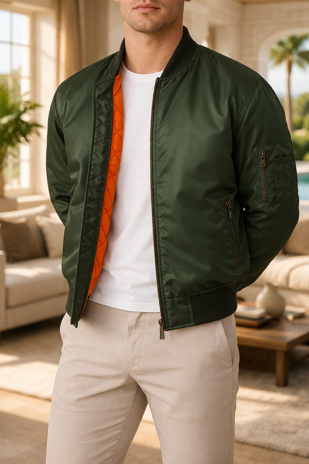 Colin | Men’s Bomber Jacket Zip Front Quilted Lining Casual Outerwear