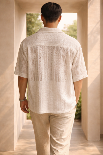 Maurice | Men’s Short Sleeve Textured Shirt Button Front Casual Fit