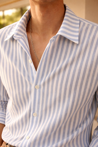 Louie | Men’s Striped Linen Long Sleeve Shirt Button Front Casual Fit