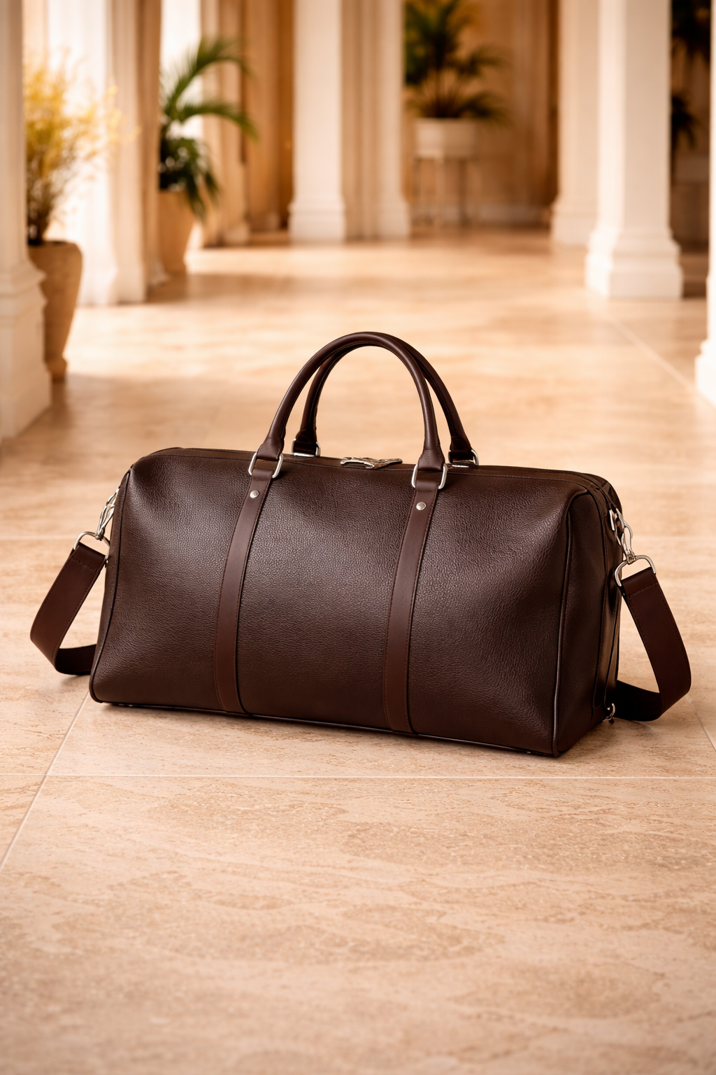 Gary | Leather Travel Holdall Bag Zip Closure Weekend Carry Bag