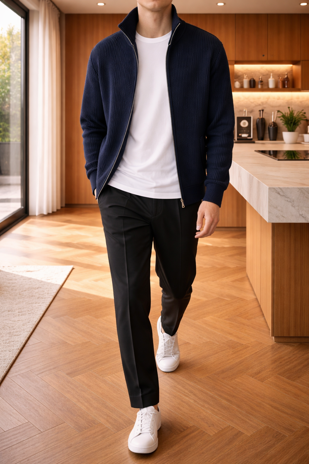 Flynn | Men’s Zip Up Ribbed Knit Sweater Stand Collar Casual Layer