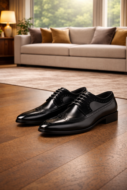 Kenneth | Men’s Leather Brogue Oxford Dress Shoes with Lace-Up Closure