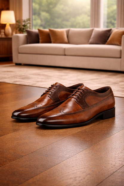 Kenneth | Men’s Leather Brogue Oxford Dress Shoes with Lace-Up Closure