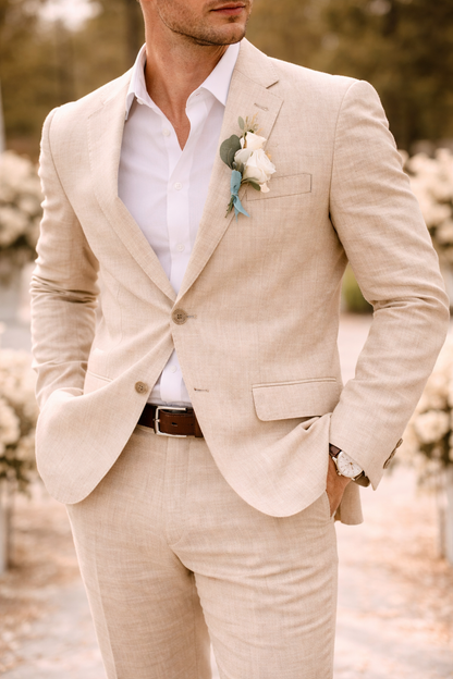 Eli | Tailored Linen Blend 2 Piece Wedding Suit Set