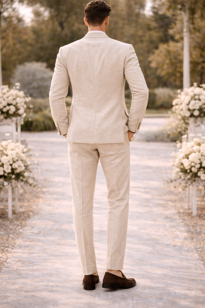 Eli | Tailored Linen Blend 2 Piece Wedding Suit Set