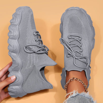 Chunky Knit Platform Sneakers - Thick Sole Casual Shoes