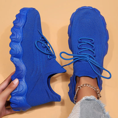 Chunky Knit Platform Sneakers - Thick Sole Casual Shoes