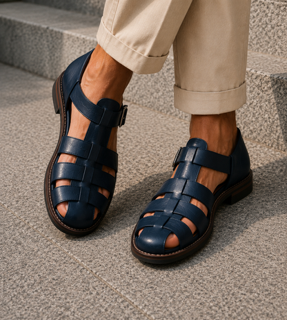 Marvin | Men's Closed-Toe Leather Fisherman Sandals