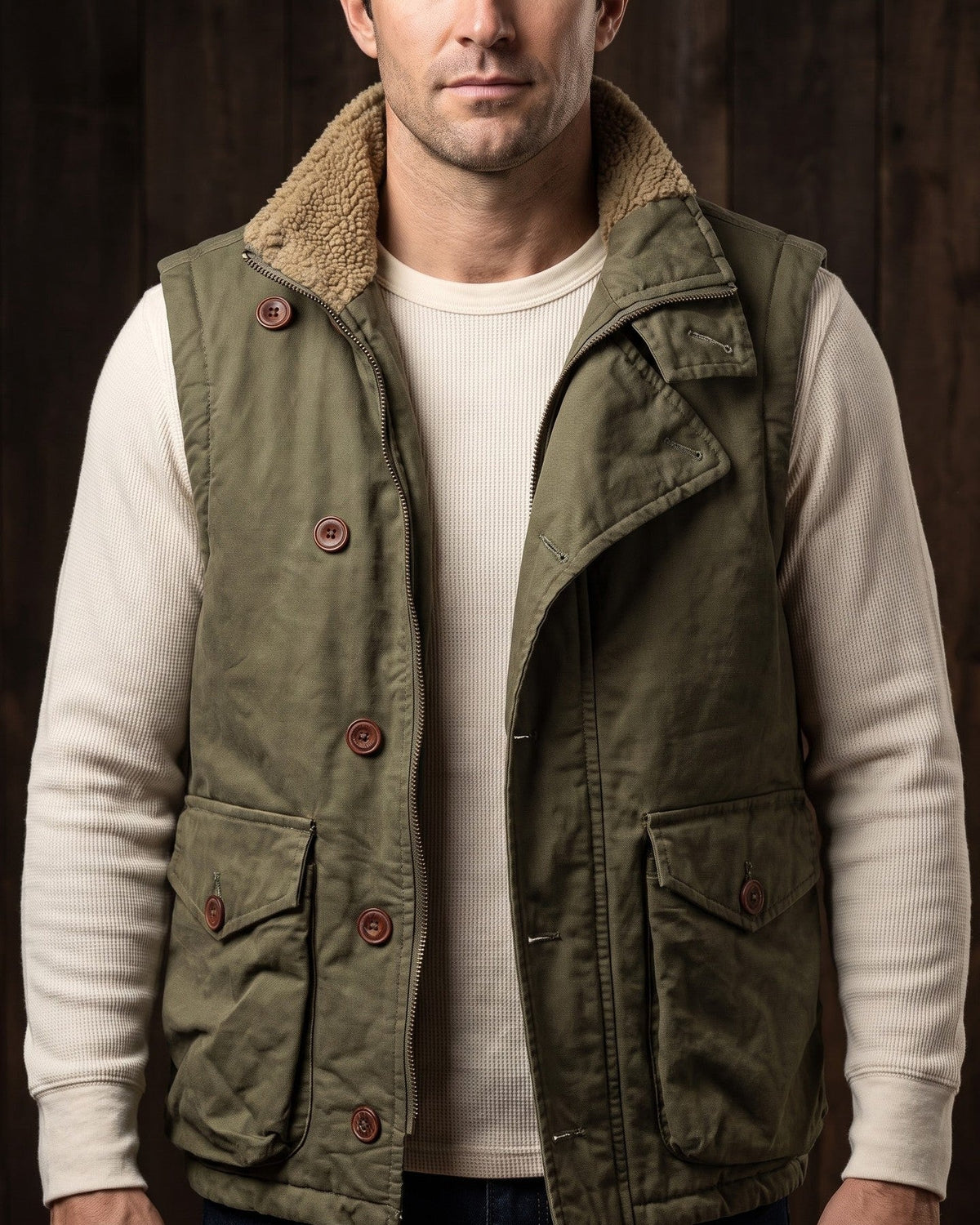 Ellis Sherpa-Lined Cotton Gilet
