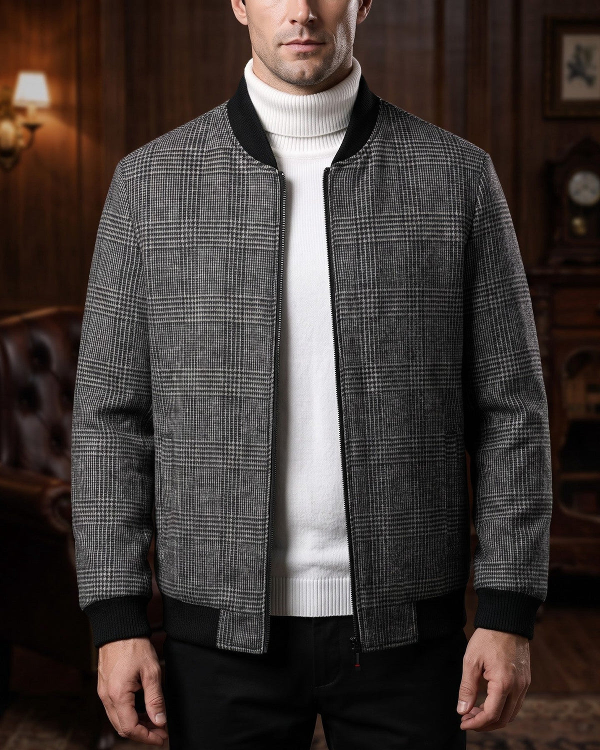 Rupert Glen Check Wool-Blend Bomber Jacket