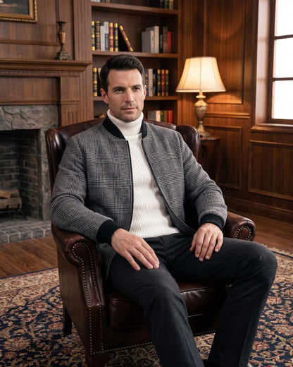 Rupert Glen Check Wool-Blend Bomber Jacket