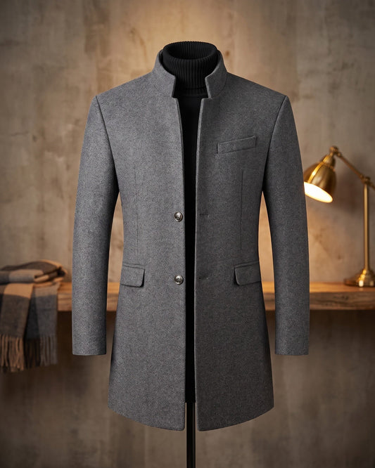 Bermondsey Stand Collar Wool Overcoat